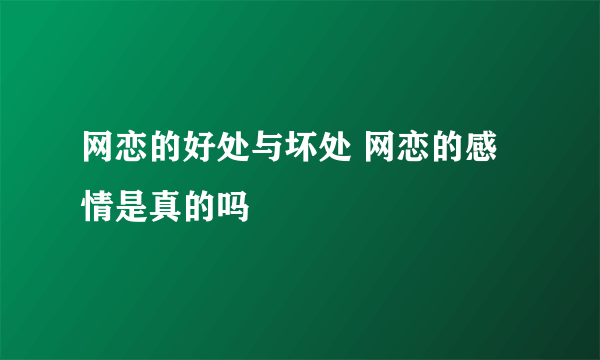 网恋的好处与坏处 网恋的感情是真的吗