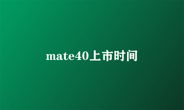 mate40上市时间