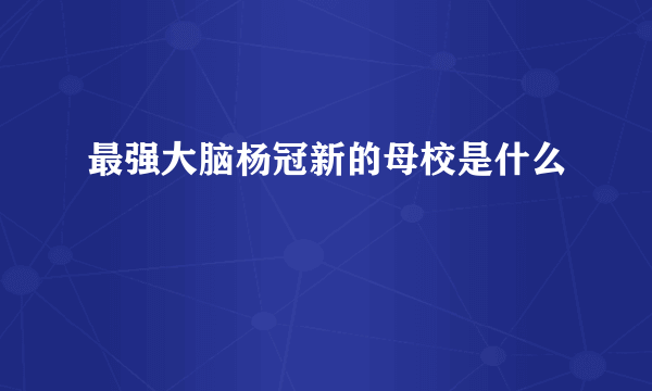 最强大脑杨冠新的母校是什么