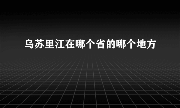 乌苏里江在哪个省的哪个地方