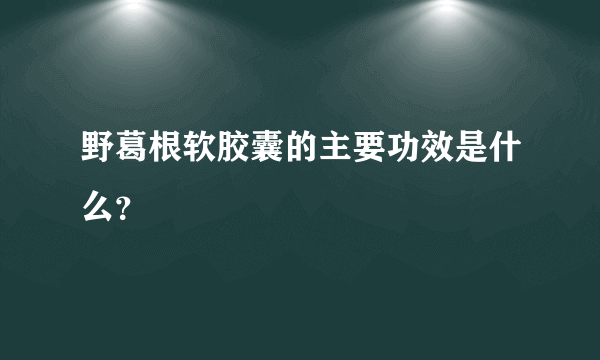 野葛根软胶囊的主要功效是什么？