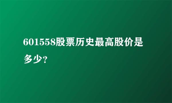 601558股票历史最高股价是多少？