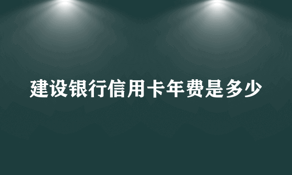 建设银行信用卡年费是多少