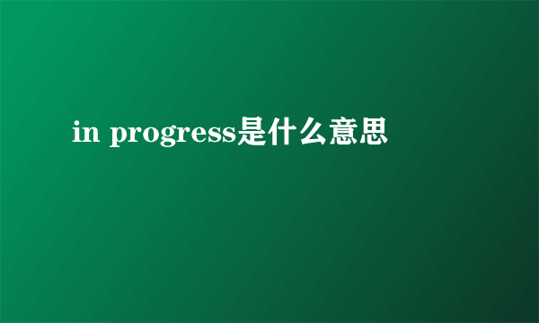 in progress是什么意思