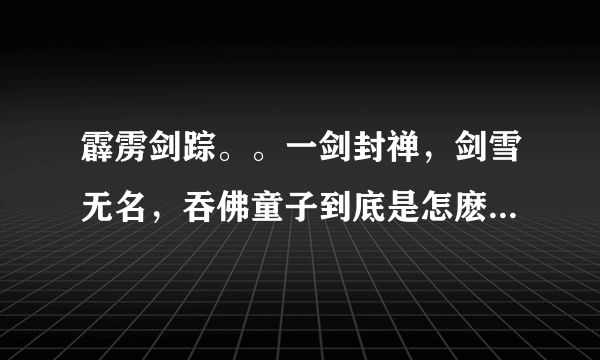 霹雳剑踪。。一剑封禅，剑雪无名，吞佛童子到底是怎麽个关系啊。谁可以告诉我？