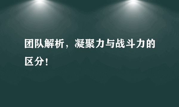 团队解析，凝聚力与战斗力的区分！