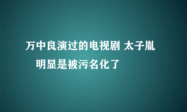 万中良演过的电视剧 太子胤礽明显是被污名化了