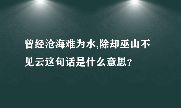 曾经沧海难为水,除却巫山不见云这句话是什么意思？