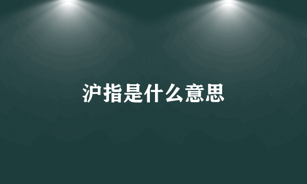 沪指是什么意思