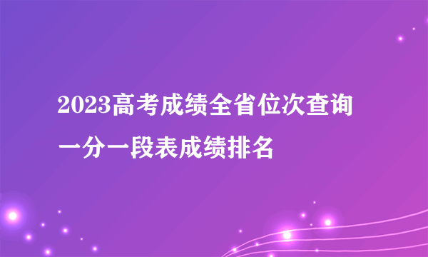 2023高考成绩全省位次查询 一分一段表成绩排名