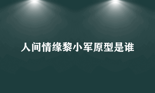 人间情缘黎小军原型是谁