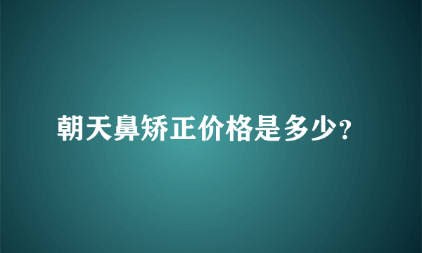 朝天鼻矫正价格是多少？