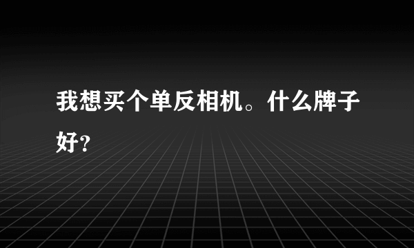 我想买个单反相机。什么牌子好？