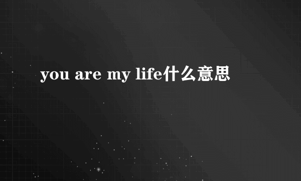 you are my life什么意思