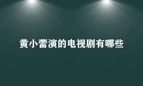 黄小蕾演的电视剧有哪些