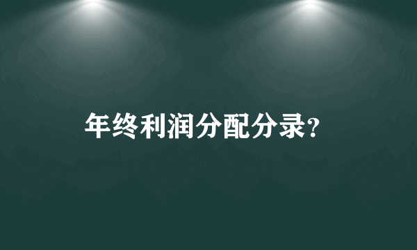 年终利润分配分录？