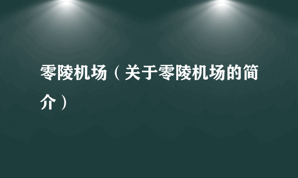 零陵机场（关于零陵机场的简介）