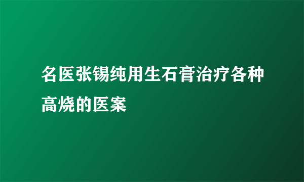 名医张锡纯用生石膏治疗各种高烧的医案