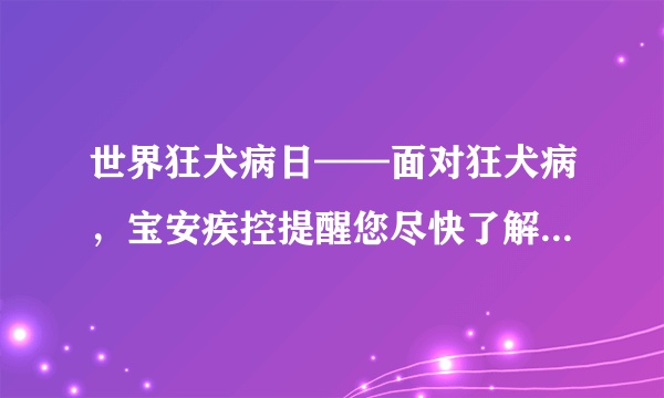 世界狂犬病日——面对狂犬病，宝安疾控提醒您尽快了解这些常识