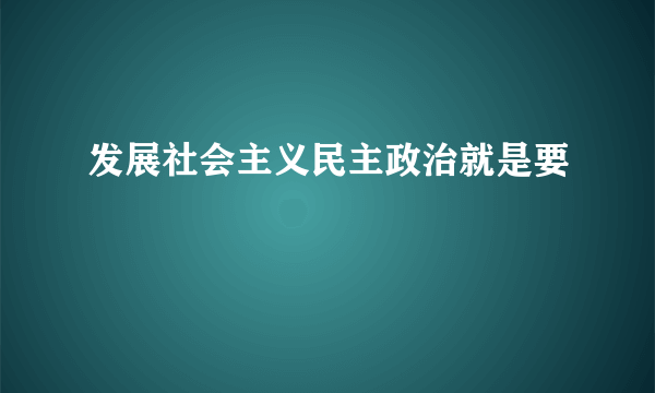 发展社会主义民主政治就是要