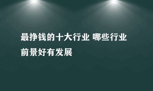 最挣钱的十大行业 哪些行业前景好有发展