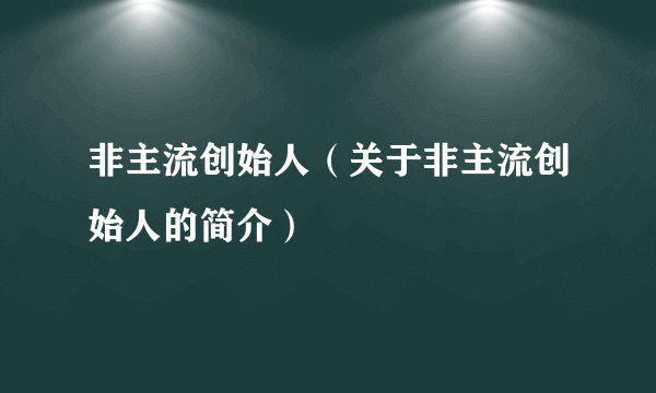 非主流创始人（关于非主流创始人的简介）