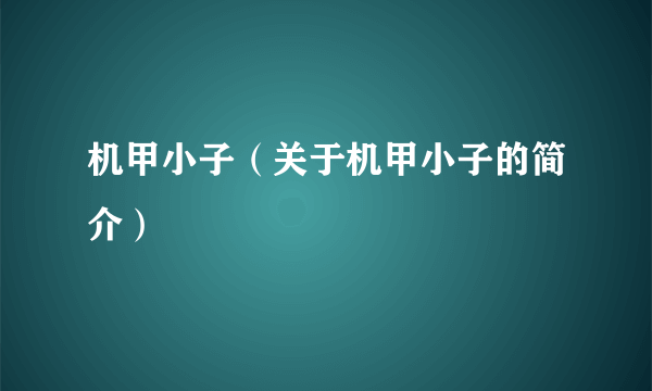 机甲小子（关于机甲小子的简介）