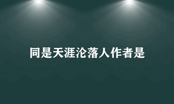 同是天涯沦落人作者是