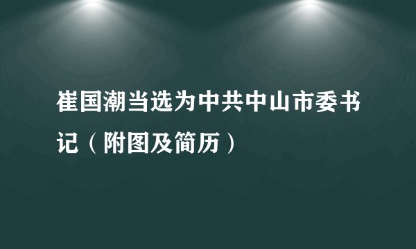 崔国潮当选为中共中山市委书记（附图及简历）