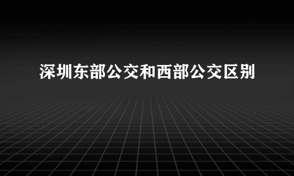 深圳东部公交和西部公交区别