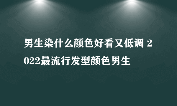 男生染什么颜色好看又低调 2022最流行发型颜色男生