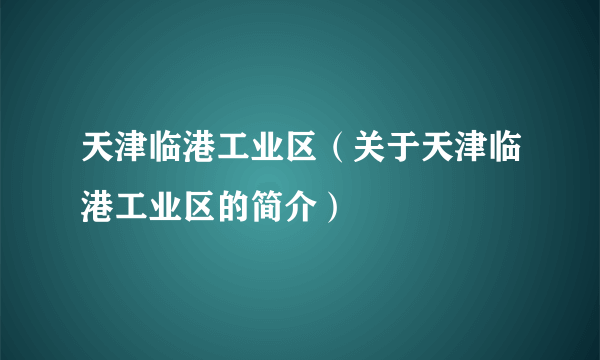 天津临港工业区（关于天津临港工业区的简介）