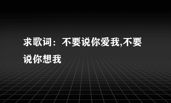 求歌词：不要说你爱我,不要说你想我