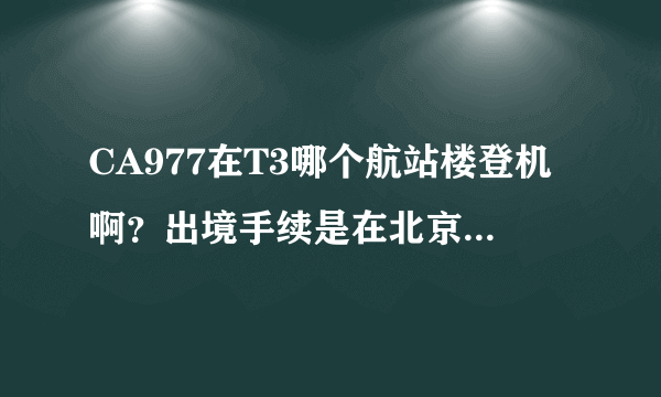 CA977在T3哪个航站楼登机啊？出境手续是在北京办还是厦门办？