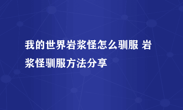 我的世界岩浆怪怎么驯服 岩浆怪驯服方法分享