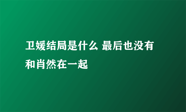 卫媛结局是什么 最后也没有和肖然在一起