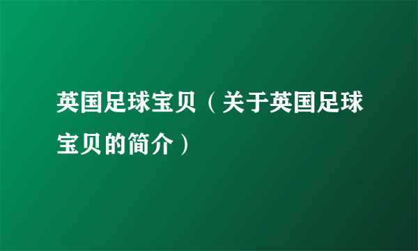 英国足球宝贝（关于英国足球宝贝的简介）