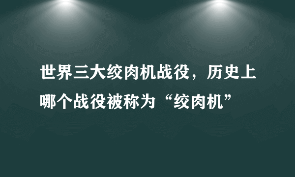 世界三大绞肉机战役，历史上哪个战役被称为“绞肉机”