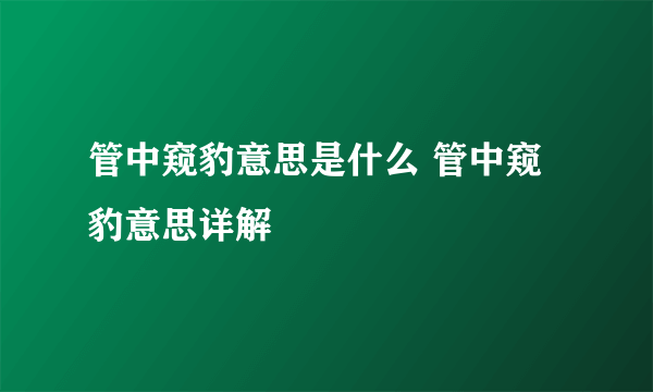 管中窥豹意思是什么 管中窥豹意思详解