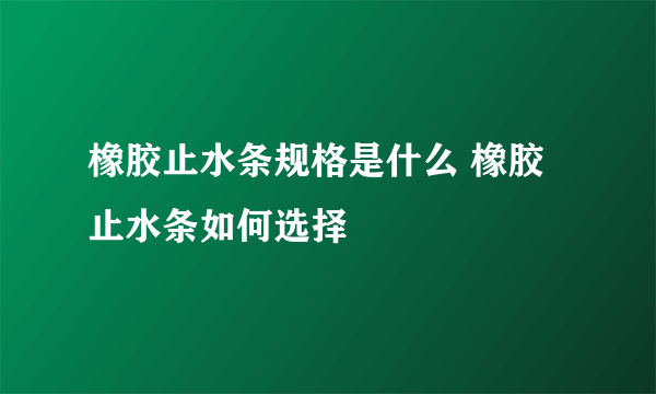 橡胶止水条规格是什么 橡胶止水条如何选择