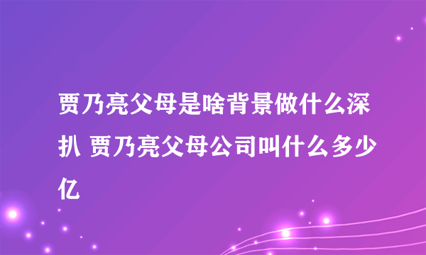 贾乃亮父母是啥背景做什么深扒 贾乃亮父母公司叫什么多少亿