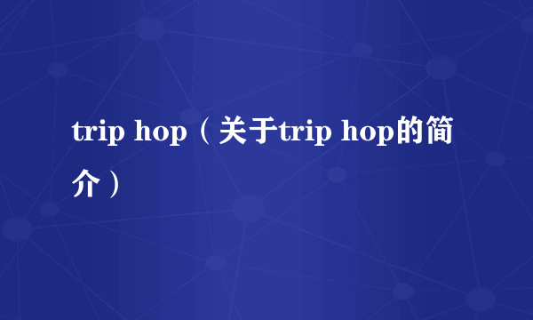 trip hop（关于trip hop的简介）