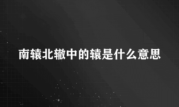 南辕北辙中的辕是什么意思