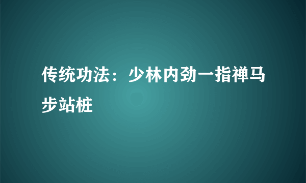 传统功法：少林内劲一指禅马步站桩