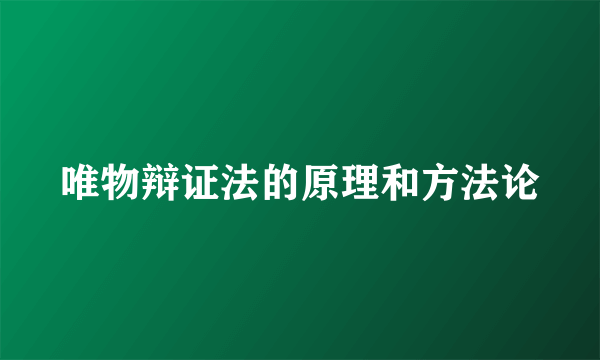 唯物辩证法的原理和方法论