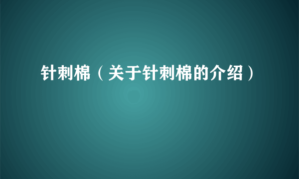 针刺棉（关于针刺棉的介绍）