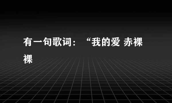 有一句歌词：“我的爱 赤裸裸