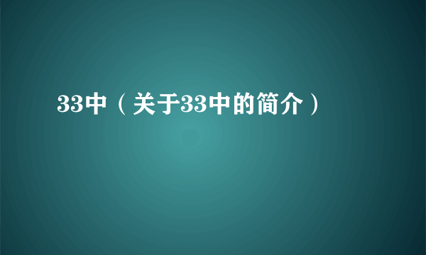 33中（关于33中的简介）