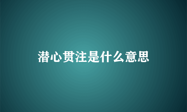 潜心贯注是什么意思