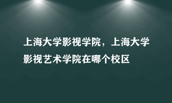 上海大学影视学院，上海大学影视艺术学院在哪个校区